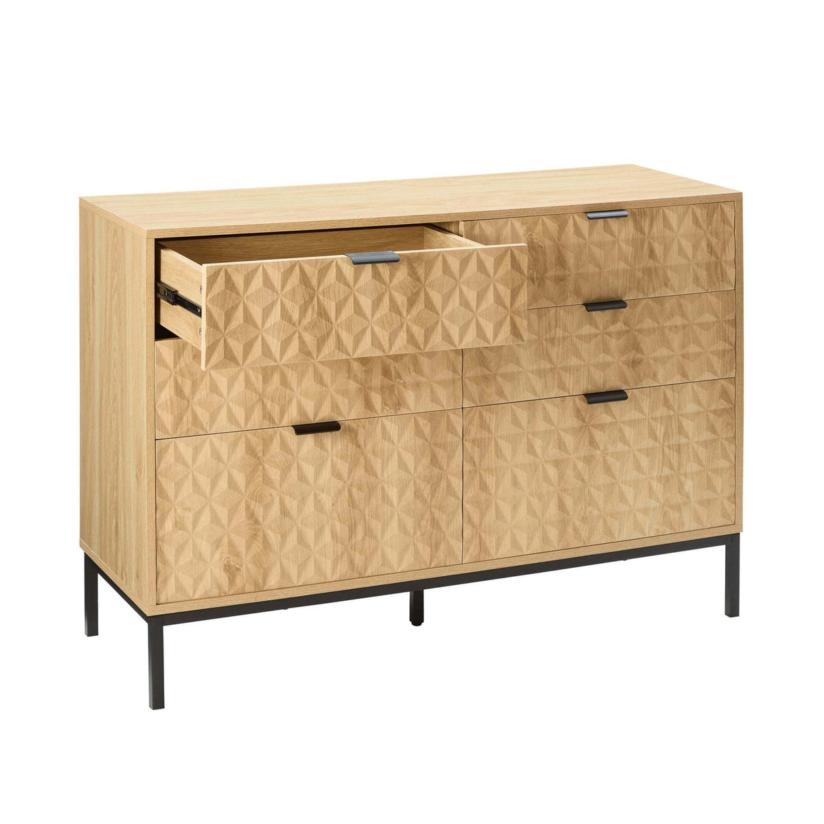 Feather & Black Isabella 6 Drawer Chest - Light Wood