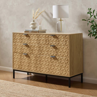 Feather & Black Isabella 6 Drawer Chest - Light Wood