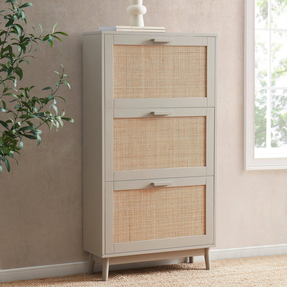 Feather & Black Isla Shoe Cabinet - Taupe