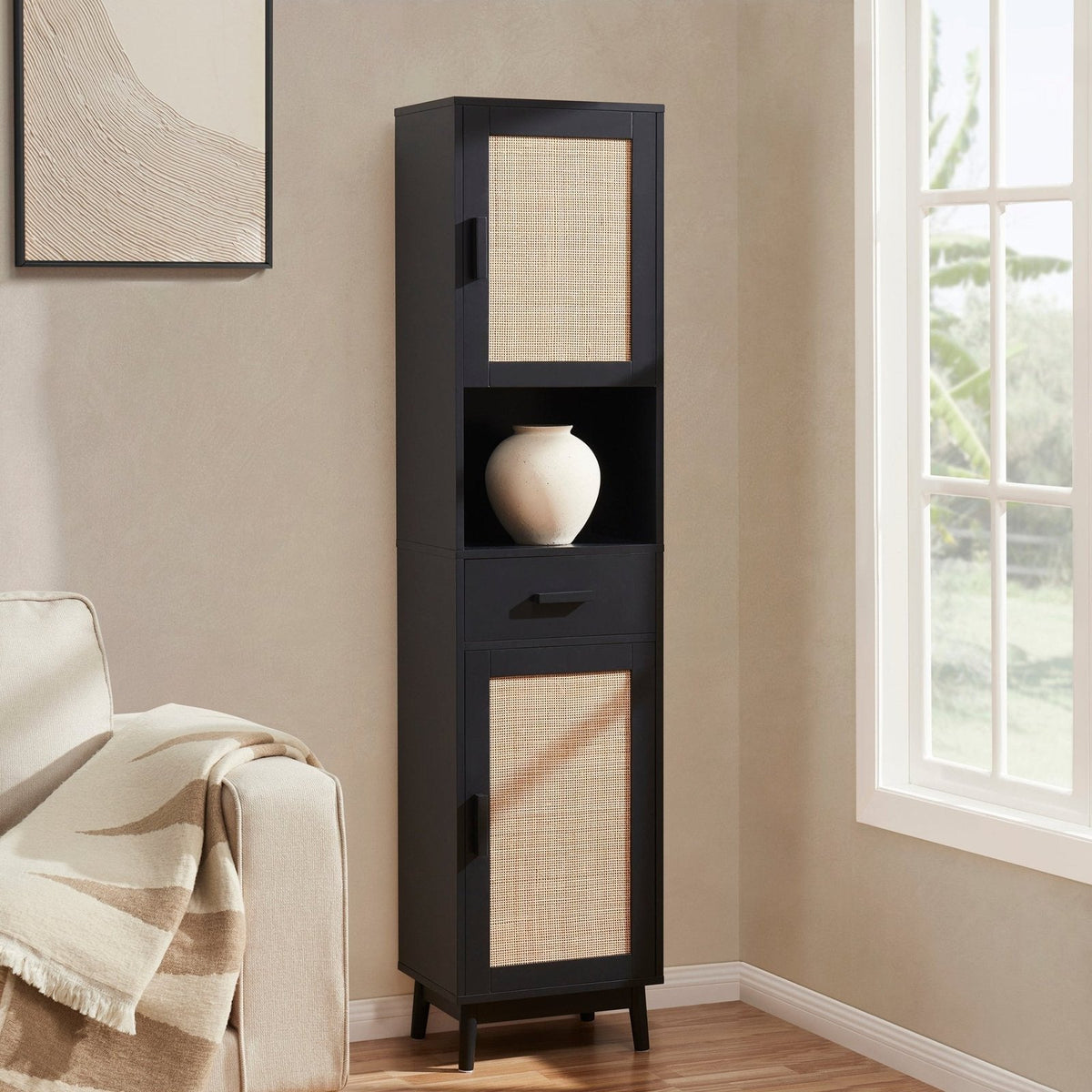 Feather & Black Isla Tall Storage Unit - Black
