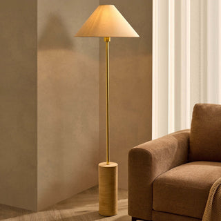 Feather & Black Ivy Marble Effect Floor Lamp - Satin Brass