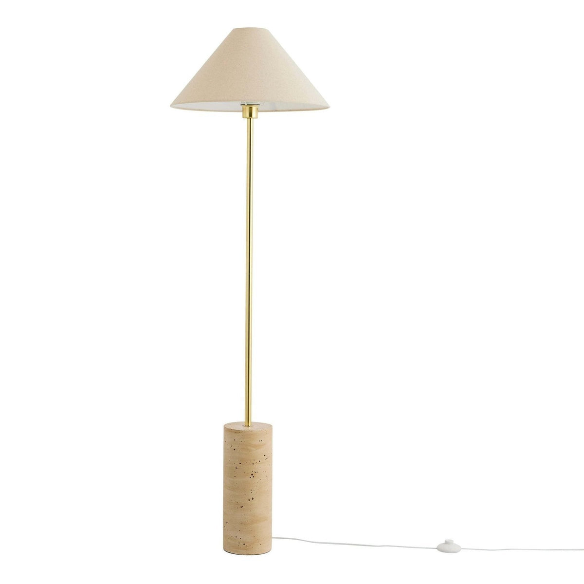 Feather & Black Ivy Marble Effect Floor Lamp - Satin Brass