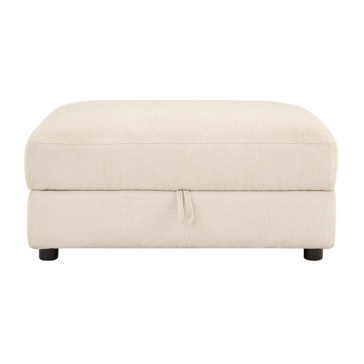 Feather & Black Lyon Storage Pouffe - Speckled Sand Boucle
