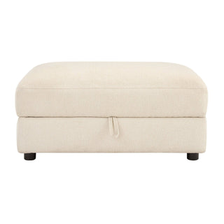 Feather & Black Lyon Storage Pouffe - Speckled Sand Boucle