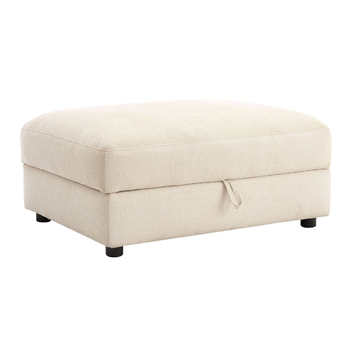 Feather & Black Lyon Storage Pouffe - Speckled Sand Boucle