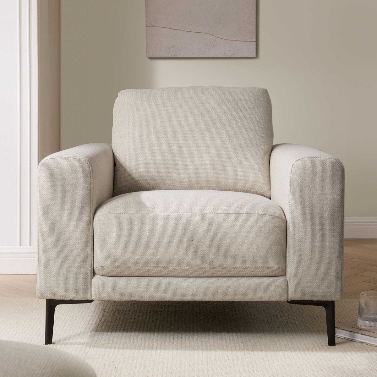 Feather & Black Malibu Armchair - Beige