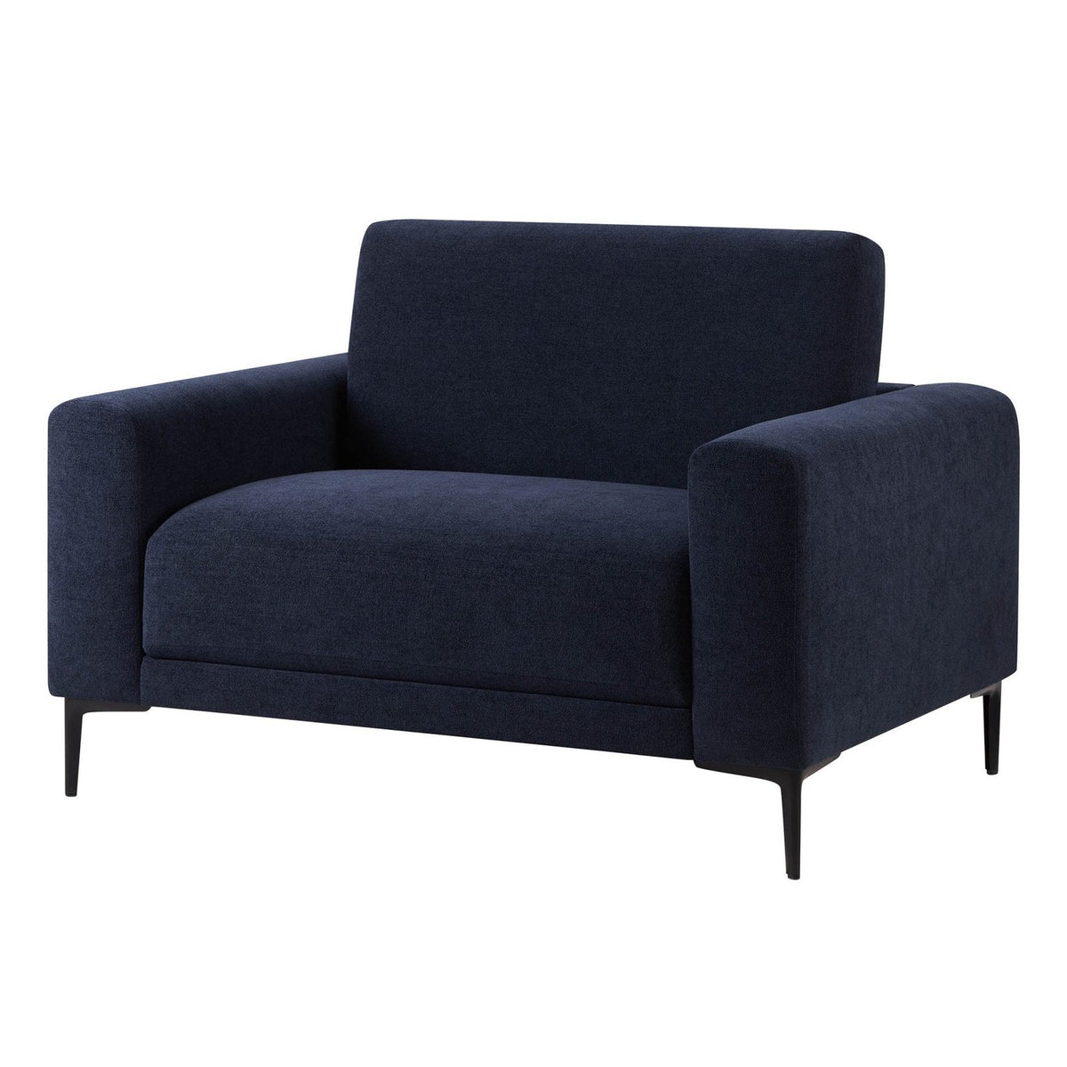 Feather & Black Malibu Loveseat - Chenille Navy