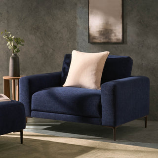 Feather & Black Malibu Loveseat - Chenille Navy