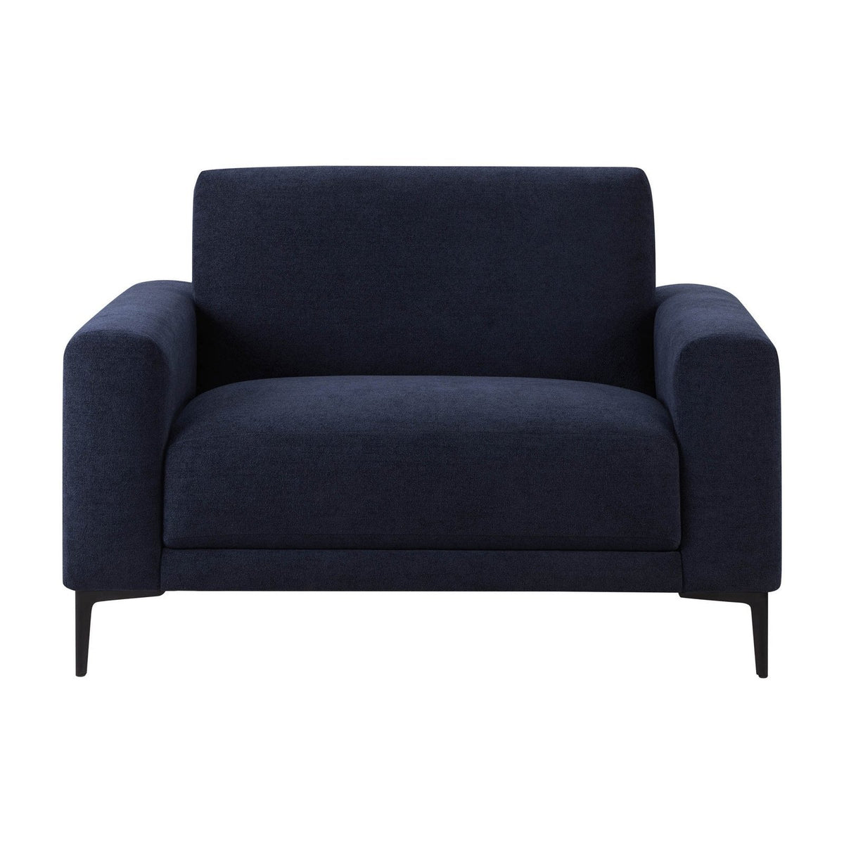 Feather & Black Malibu Loveseat - Chenille Navy