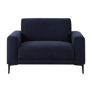 Feather & Black Malibu Loveseat - Chenille Navy