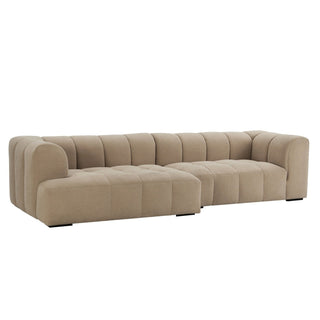 Feather & Black Manhattan Left Hand Chaise Sofa - Chenille Oatmeal