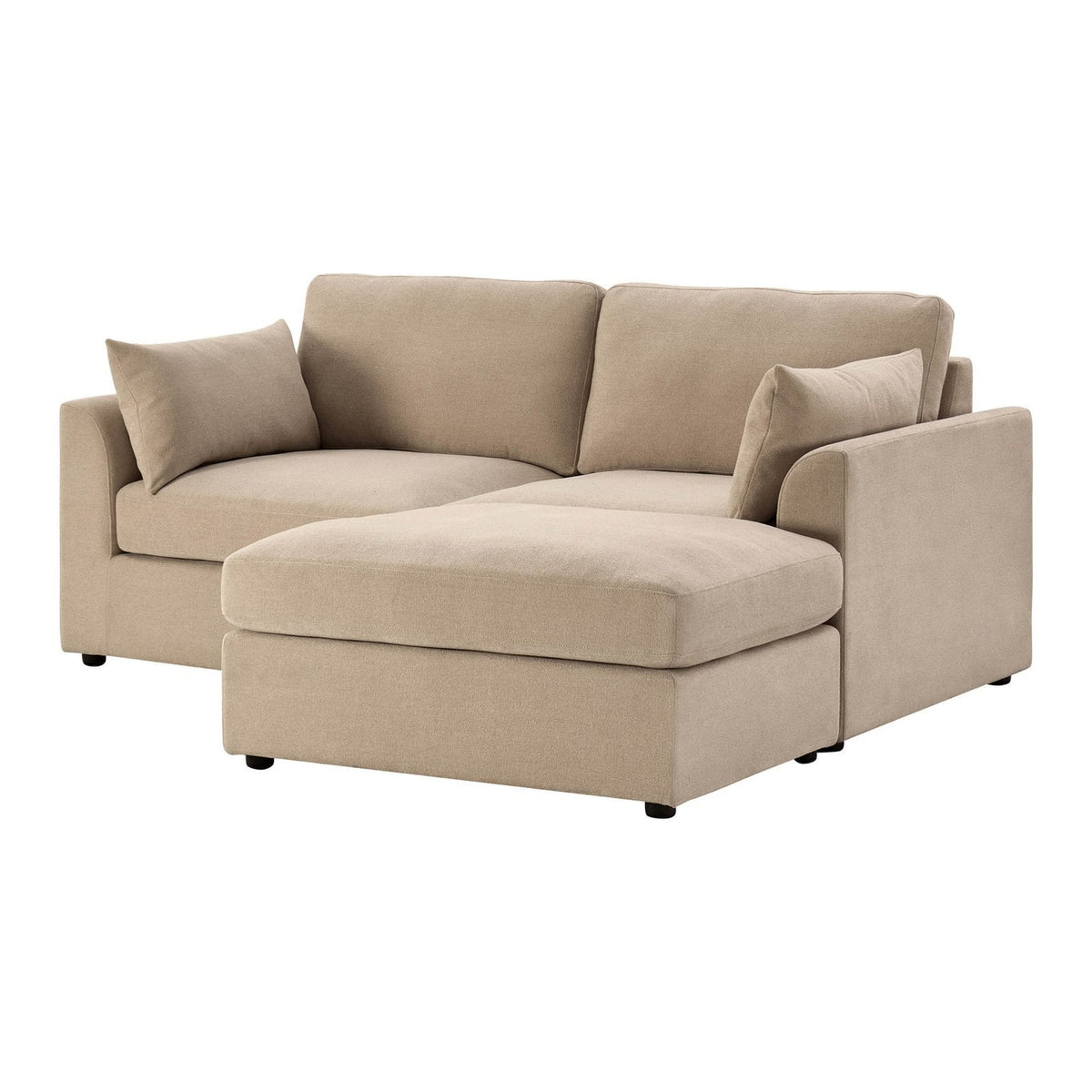 Feather & Black Miami Small Chaise Sofa - Chenille Oatmeal