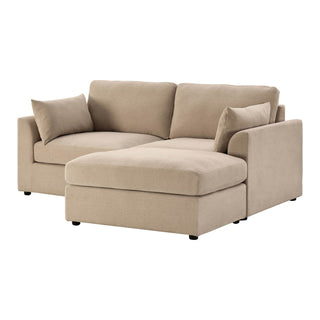 Feather & Black Miami Small Chaise Sofa - Chenille Oatmeal