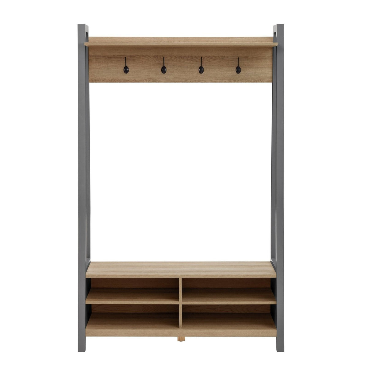 Feather & Black Nell Hallway Shelf with Hooks - Charcoal