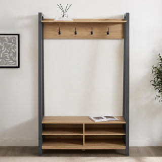 Feather & Black Nell Hallway Shelf with Hooks - Charcoal