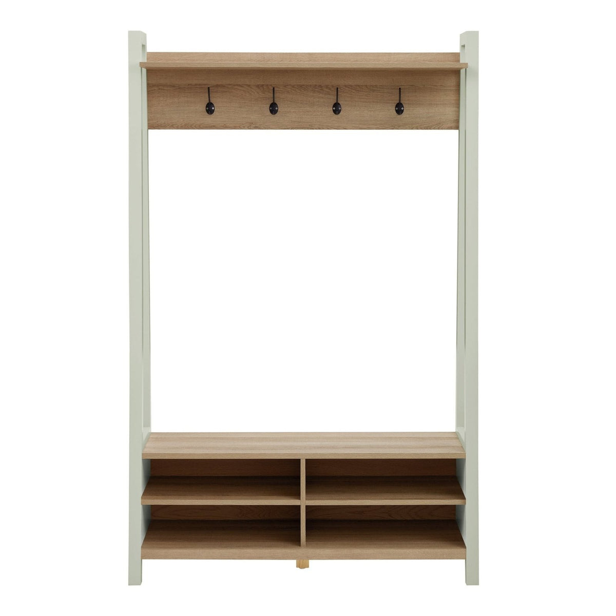 Feather & Black Nell Hallway Shelf with Hooks - Sage Green