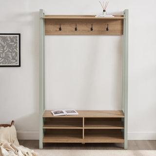 Feather & Black Nell Hallway Shelf with Hooks - Sage Green