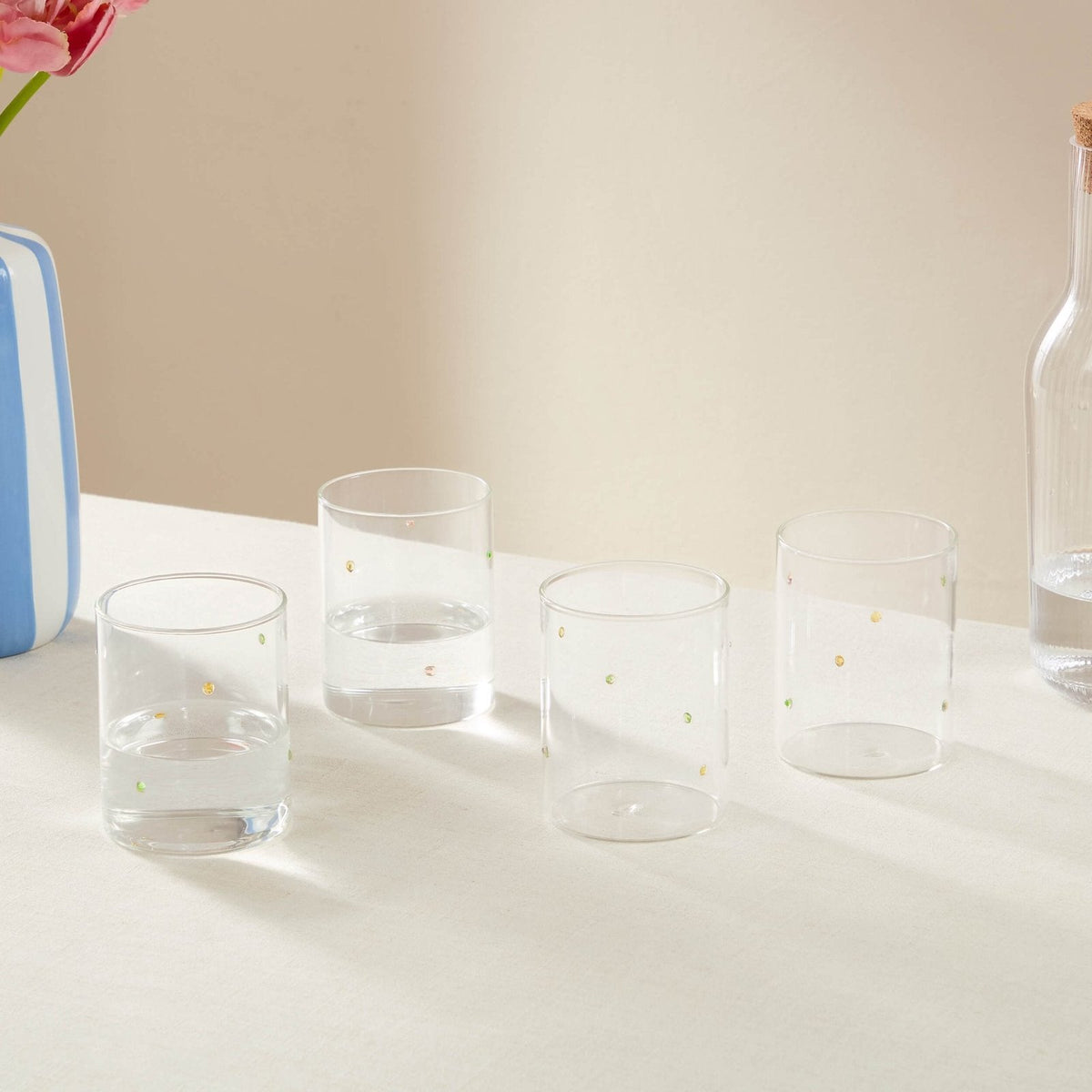 Feather & Black Nelly Polka Dot Glass Highballs - Set of 4 - Clear
