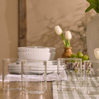 Feather & Black Nelly Polka Dot Glass Highballs - Set of 4 - Clear