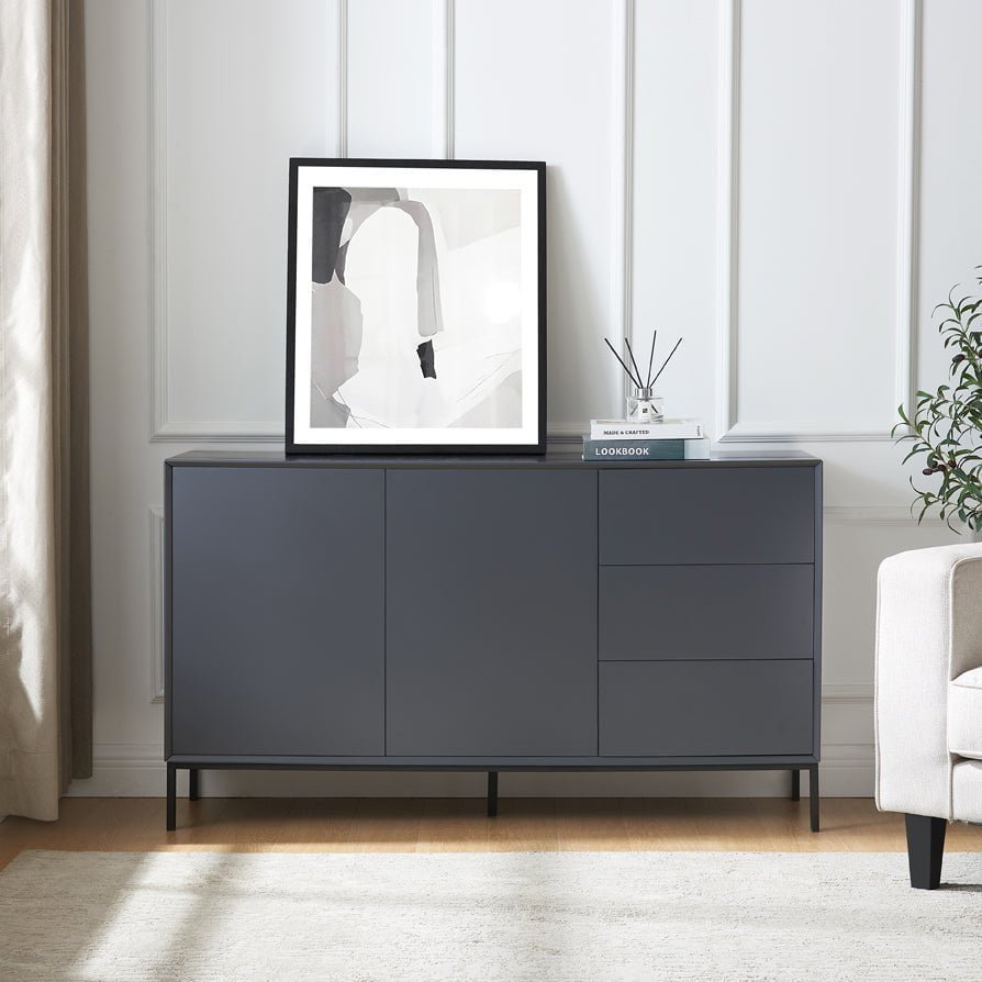 Feather & Black Nova Large Sideboard with Drawers - Charcoal
