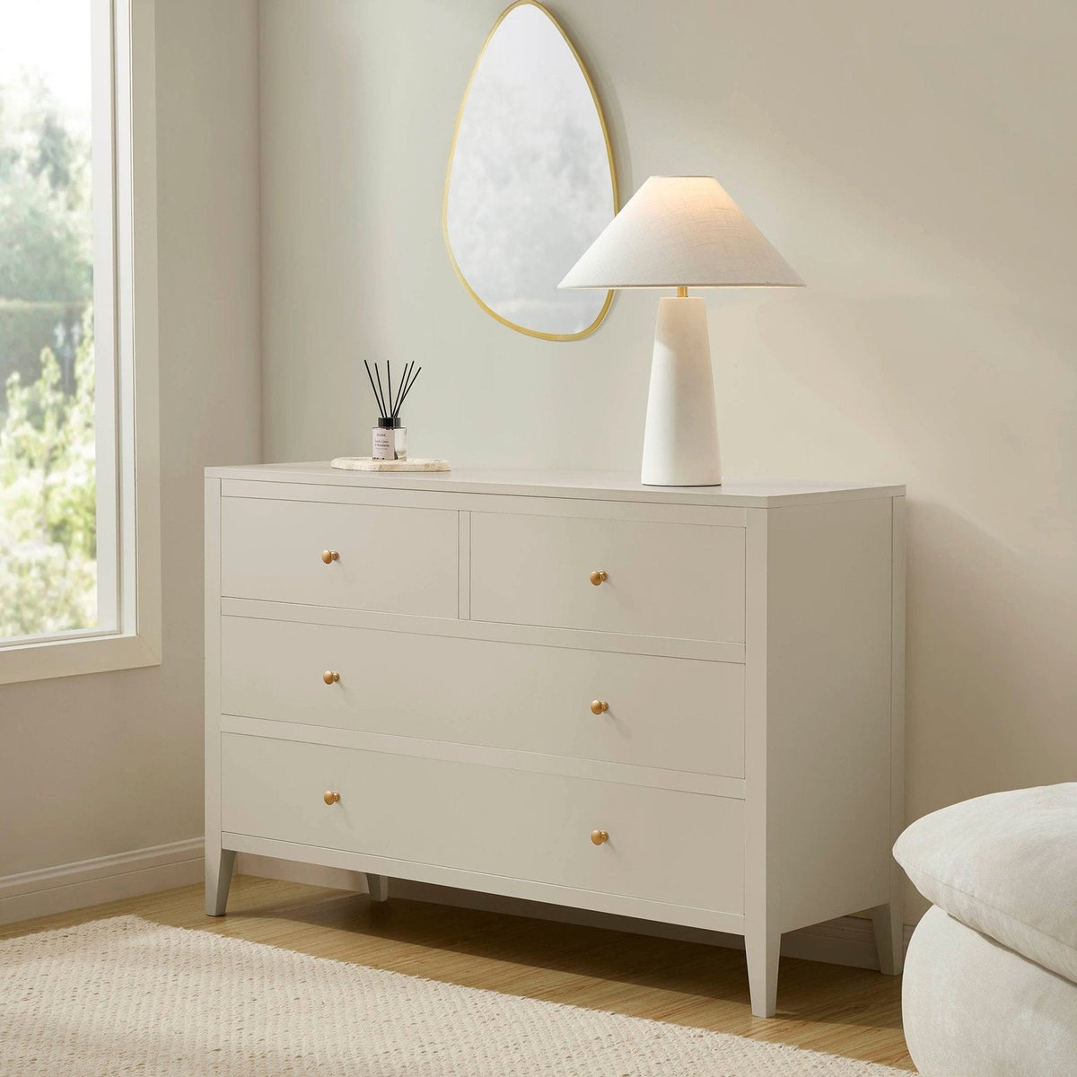 Feather & Black Poppy 4 Drawer Chest - Cream
