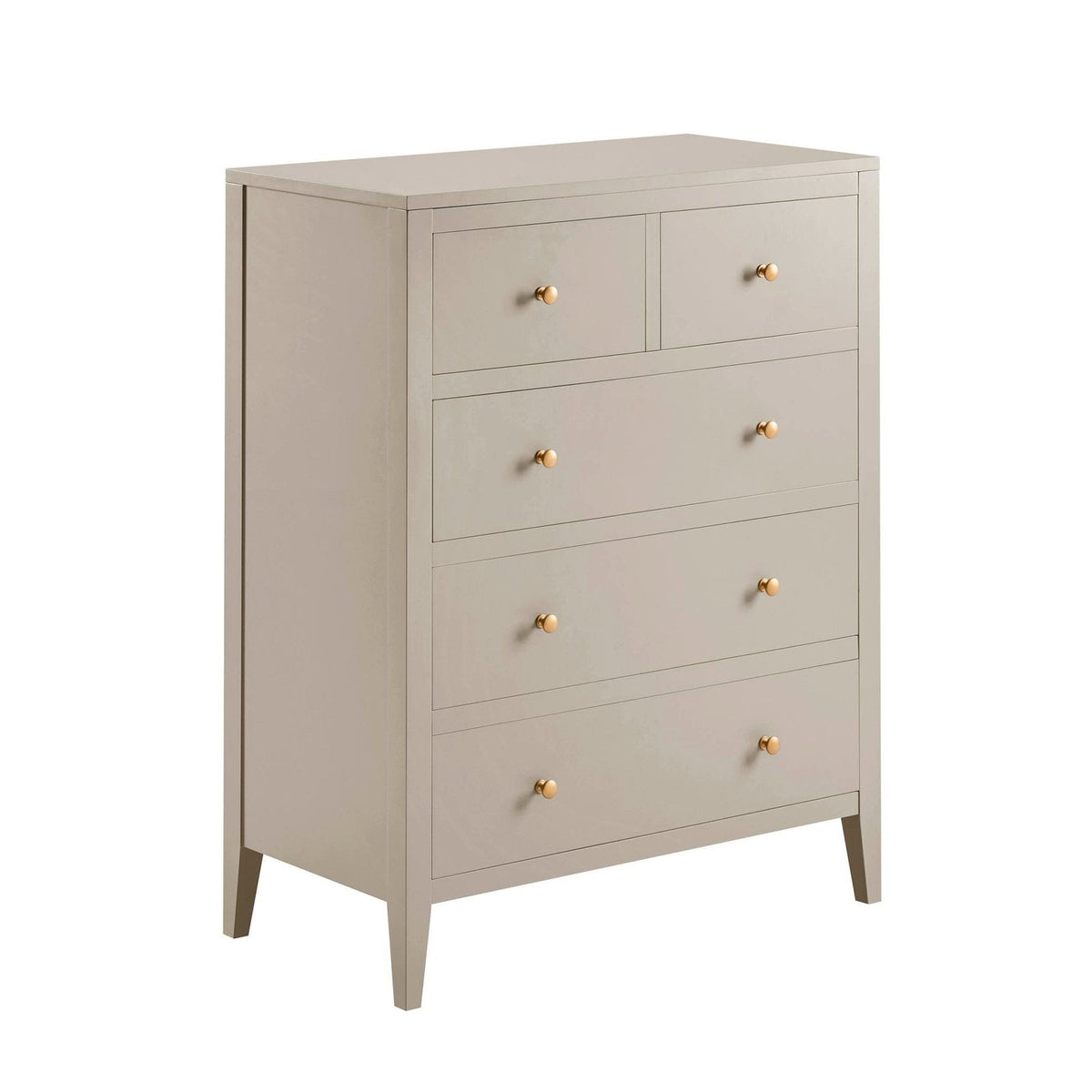 Feather & Black Poppy 5 Drawer Chest - Taupe