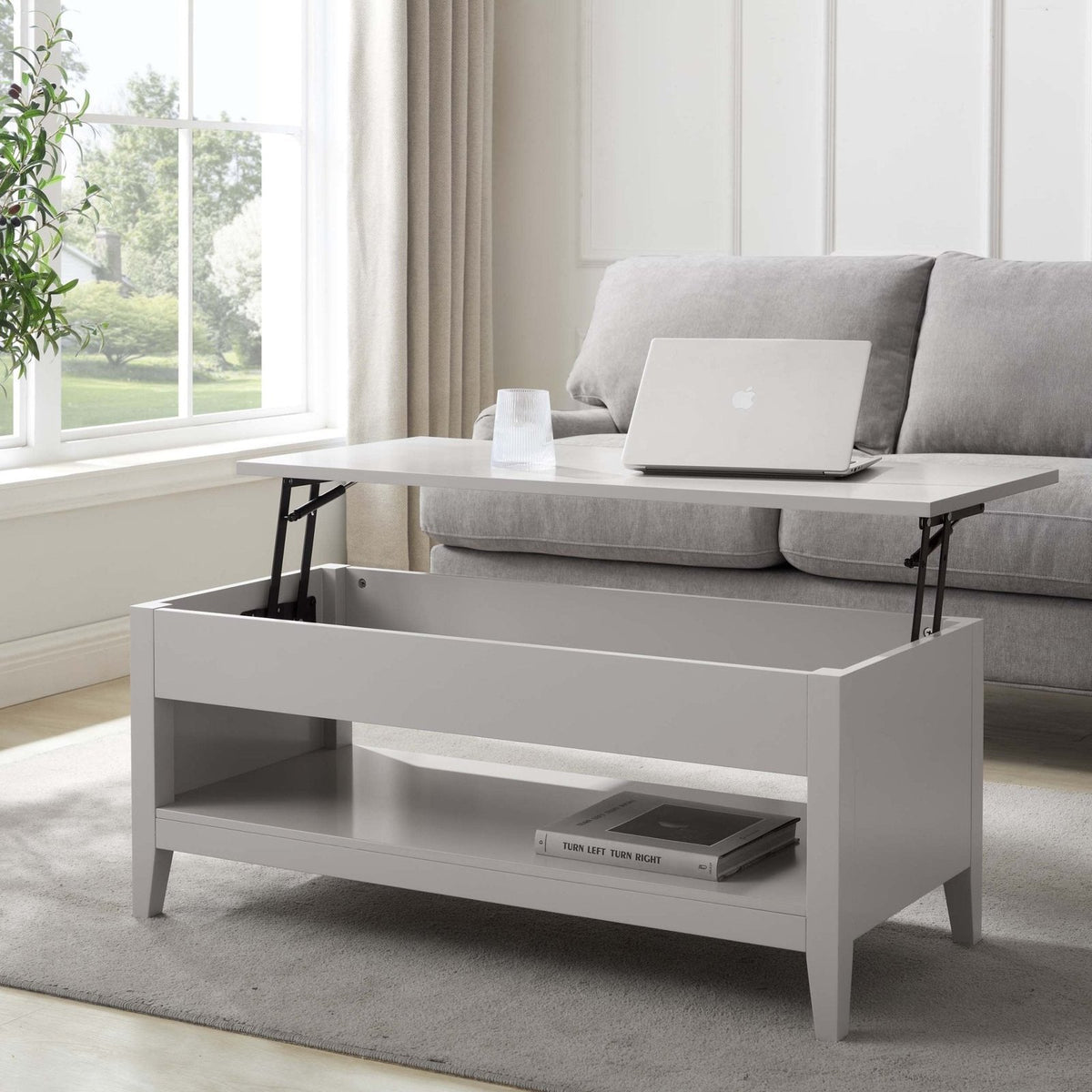 Feather & Black Poppy Coffee Table Desk - Grey