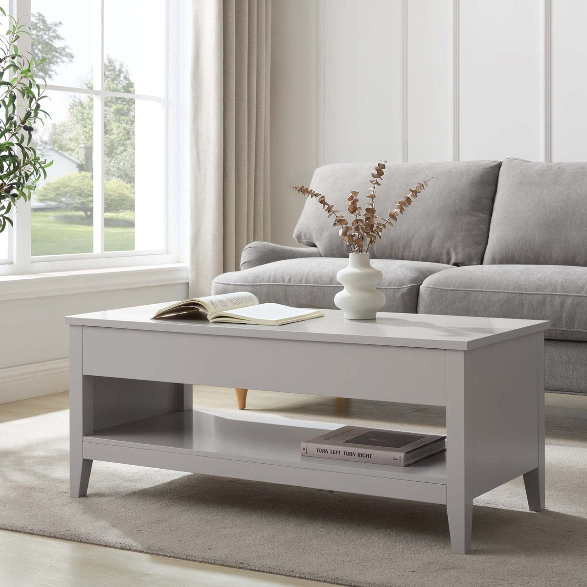 Feather & Black Poppy Coffee Table Desk - Grey