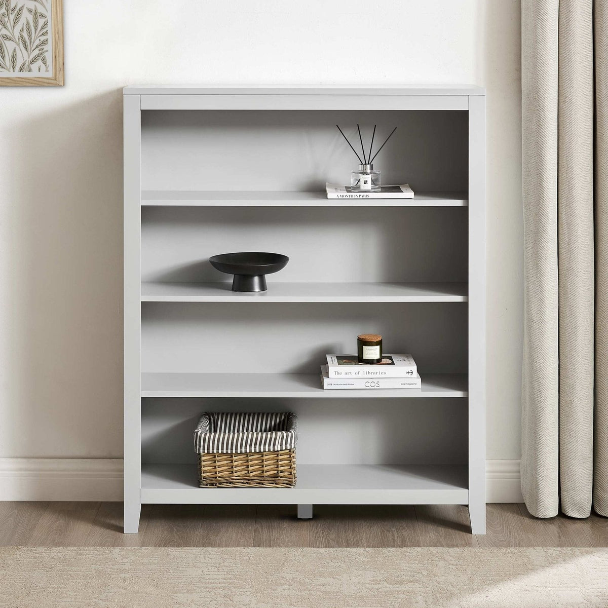 Feather & Black Poppy Small Bookshelf - Grey