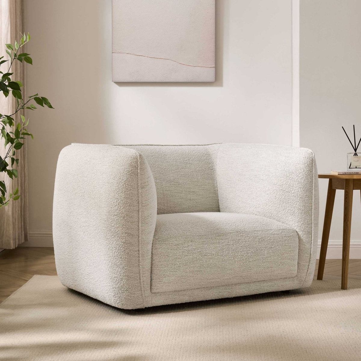 Feather & Black Porto Loveseat - Boucle Ivory