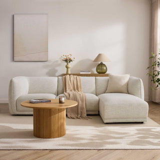 Feather & Black Porto Right Hand Modular Chaise - Boucle Ivory