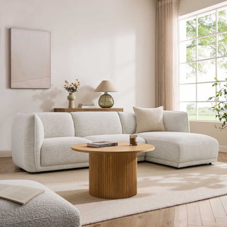 Feather & Black Porto Right Hand Modular Chaise - Boucle Ivory