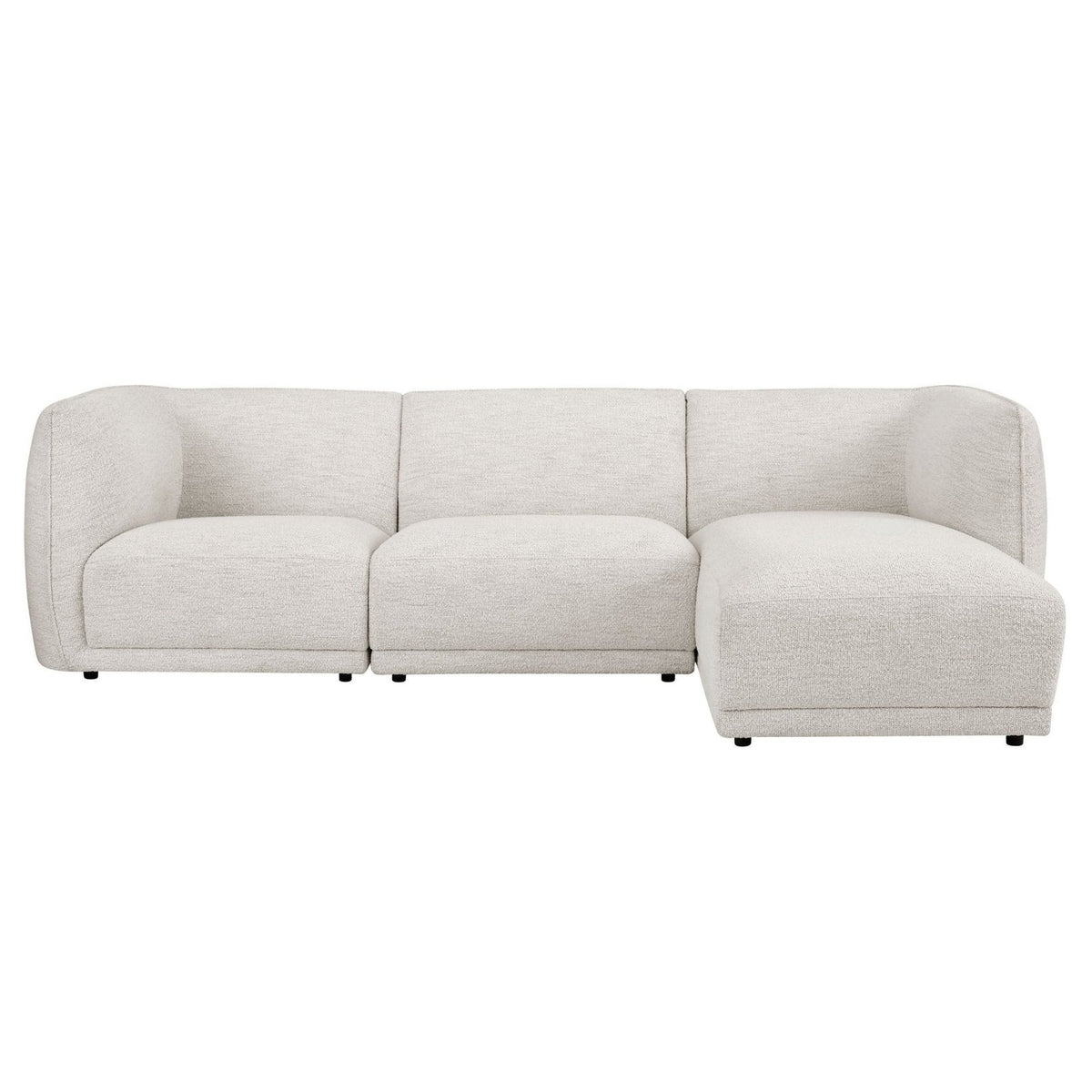 Feather & Black Porto Right Hand Modular Chaise - Boucle Ivory