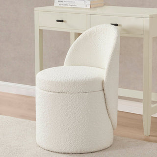 Feather & Black Primrose Boucle Dressing Table Storage Stool - Off White