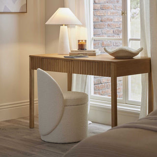 Feather & Black Primrose Boucle Dressing Table Storage Stool - Off White