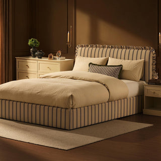 Feather & Black Riva Ottoman Storage Bed - Blue Stripe