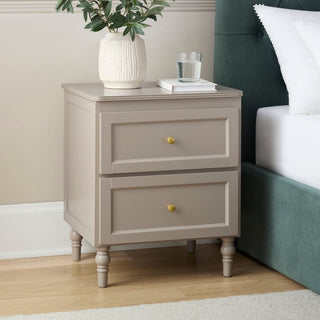 Feather & Black Ruby 2 Drawer Bedside Table - Taupe