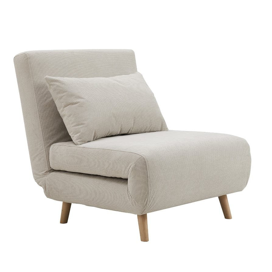 Feather & Black Seattle Single Click Clack Sofa Bed - Corduroy - Pebble