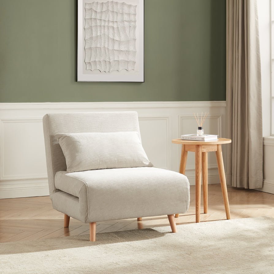 Feather & Black Seattle Single Click Clack Sofa Bed - Corduroy - Pebble