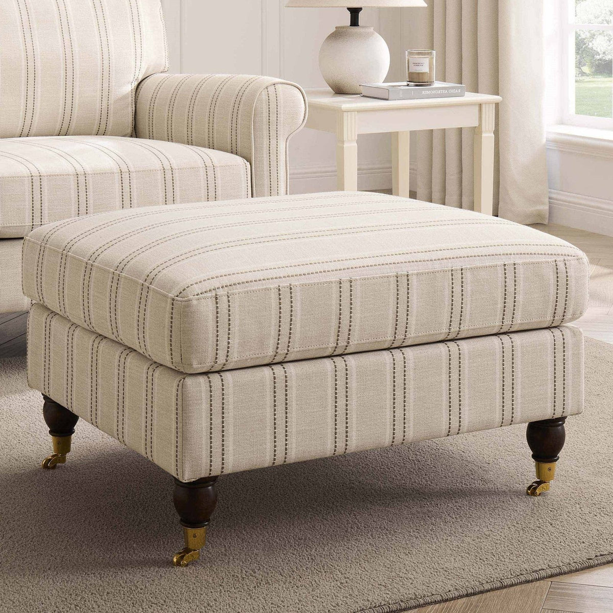 Feather & Black Sicily Pouffe - Stripe