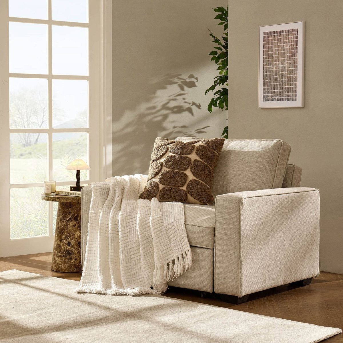 Feather & Black Soho Chair Bed - Beige