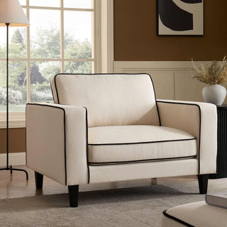 Feather & Black Soho Loveseat - Cream Linen/Black
