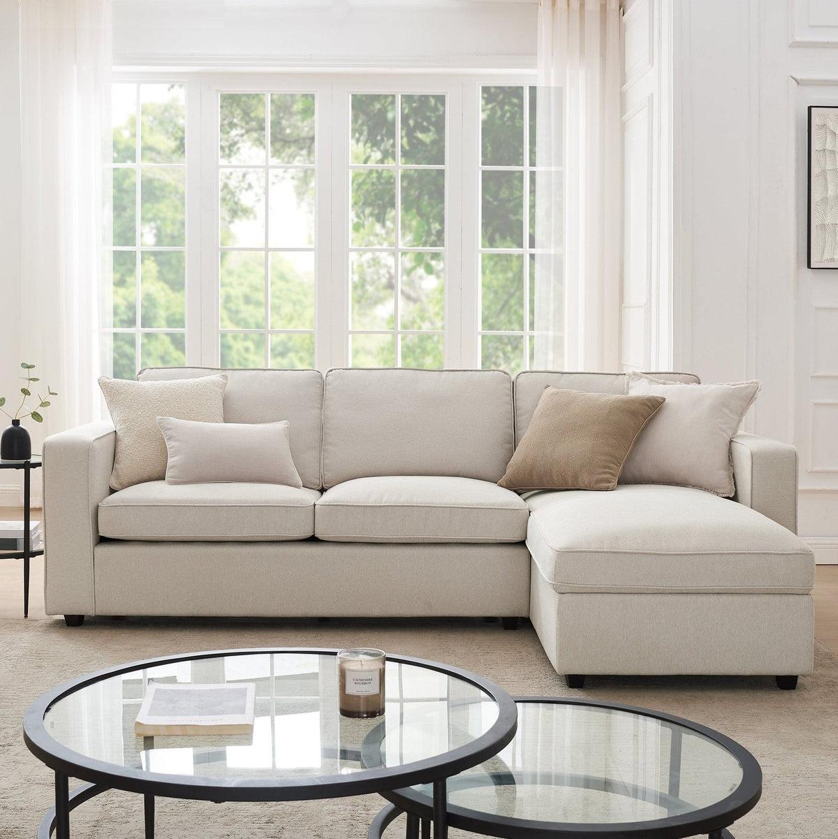 Feather & Black Soho Right Hand Storage Chaise Sofa - Natural