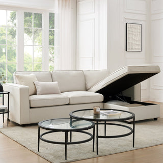 Feather & Black Soho Right Hand Storage Chaise Sofa - Natural