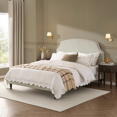 Feather & Black Surrey Bed Frame - Sage Stripe