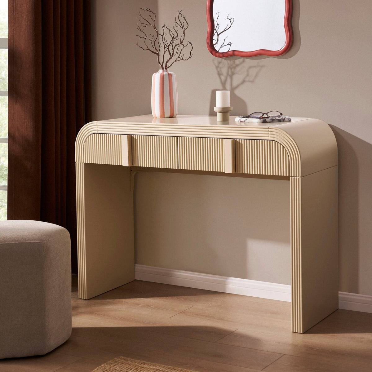 Feather & Black Susie Dressing Table with Drawers - Sand