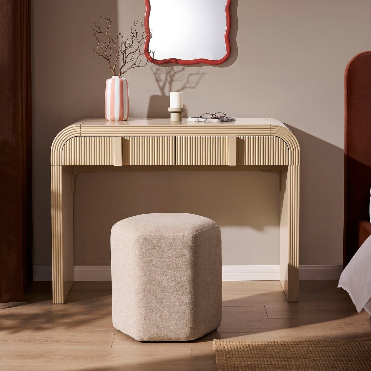 Feather & Black Susie Dressing Table with Drawers - Sand