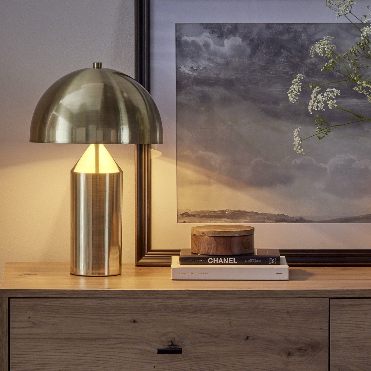 Feather & Black Titan Gold Domed Table Lamp