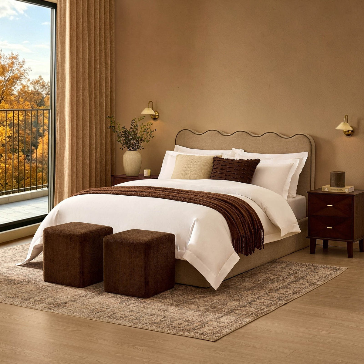 Feather & Black Wavy Ottoman Storage Bed - Chenille Oatmeal
