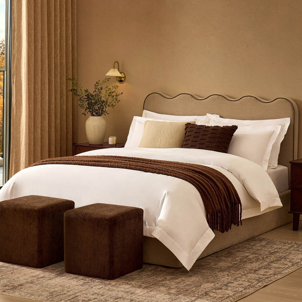 Feather & Black Wavy Ottoman Storage Bed - Chenille Oatmeal